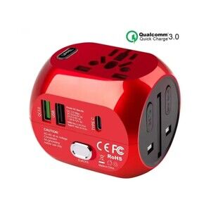 Universal  International Travel Plug  3 USB Power Adapter Type C Worldwide 3.0A